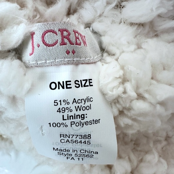 J. Crew Vintage Cream Ribbed Knit Sherpa Lined Trapper Hat with Ties One Size - Picture 6 of 6